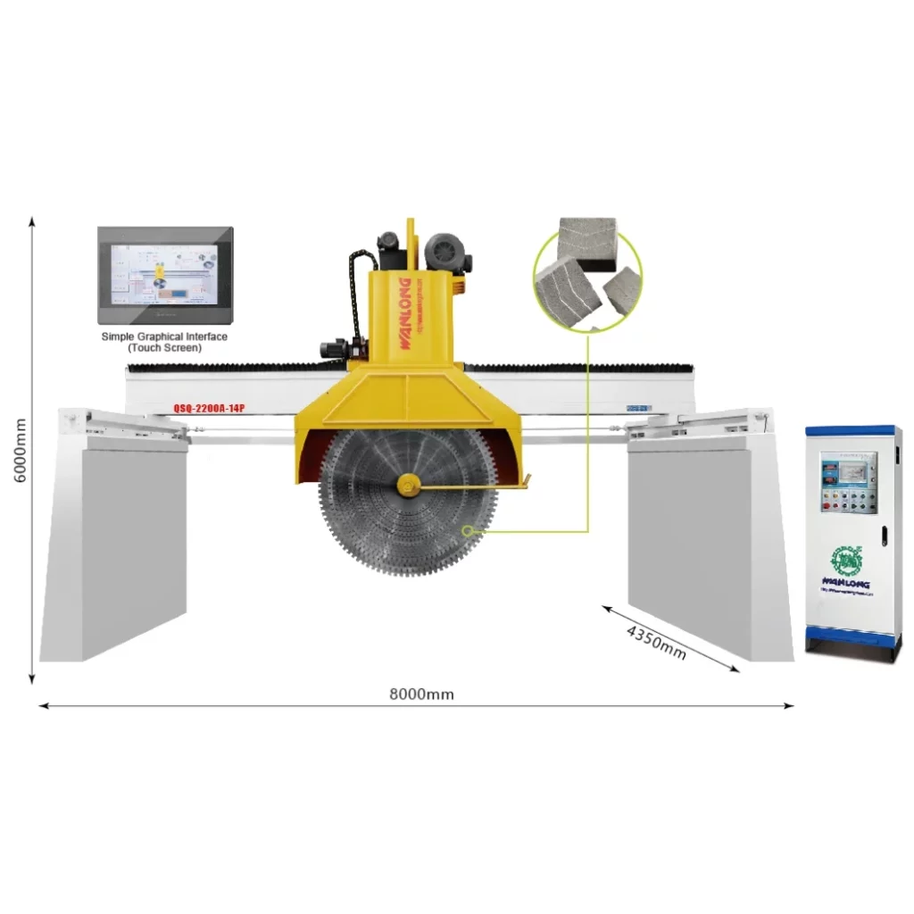 QSQ-2200A-14P Jembatan Multi-pisau Granit dan Mesin Pemotong Blok Marmer